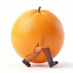 an orange and man walking