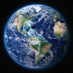 planet earth depicted as a sleeping female hyperdimensional alien dreaming all life, people and animals into existance