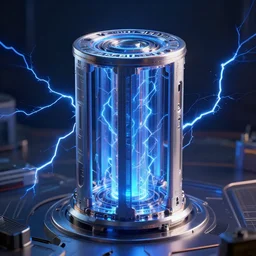 photography of a hyper realistic cyberpunk tesla coils, highly detailed complex blue lightnings arround it. high detail, professional digital art, unreal engine 5 8 k rendering, stunning, clear render, artstation