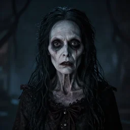 photorealistic cinematic of a darkness scene with a scary ugly old woman, highly detailed, inspired by Tim Burton, trending on Artstation, Unreal Engine 4k