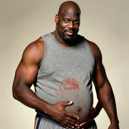 movie poster art, shaquille o'neil pregnant holding stomach, fanart, movie promo, trending on artstation