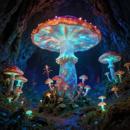 bioluminescent mushroom cave, digital art, concept art, magic fantasy, scenic, vibrant colors, high contrast, highly detailed, trending on artstation, 8k, andreas rocha, sylvain sarrailh, darek zabrocki, finnian macmanus, dylan cole, liang mark, albert bierstadt, sung choi, peter mohrbacher, greg rutkowski, studio ghibli