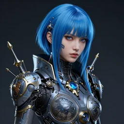 electric blue haired cyberpunk girl, dramatic lighting, ultra realistic, intricate details, the fifth element artifacts, highly detailed by peter mohrbacher, allen williams, hajime sorayama, wayne barlowe, boris vallejo, aaron horkey, gaston bussiere,