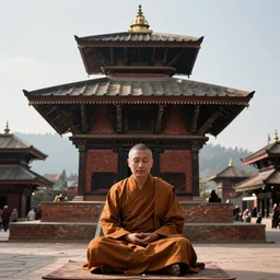 cinematography of Buddhist monk meditating in a temple in Nepal by Emmanuel Lubezki