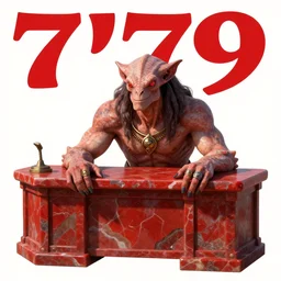 1979 Magazine Cover of an argonian leaning against a red jade desk with a large circular window to neo-Tokyo streets behind him. in cyberpunk style by Vincent Di Fate