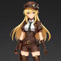 visual novel sprites of a blonde haired steampunk detective girl, 2 d,