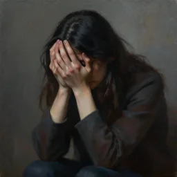 a highly detailed oil painting meant to represent immeasurable sadness and despair, chiaroscuro