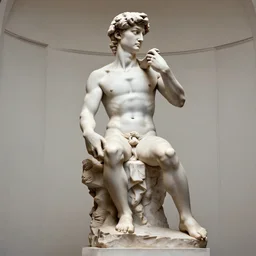 3 d render of sculpture of david seated made by michelangelo