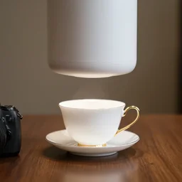 a teacup under a cylinder, DSLR photo