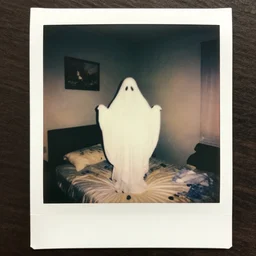 polaroid coloured 1 9 9 8 photo of the ghost spirit in bedroom