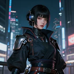 portrait of a young female cyberpunk samurai in neotokyo at night, futuristic cyberpunk tokyo night, sci - fi and fantasy, intricate and very beautiful, highly detailed, digital painting, artstation, concept art, smooth and sharp focus, illustration, art by tian zi and wlop and alphonse mucha