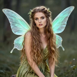 a photo of a homeless beautiful female magic fairy