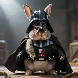 Darth Vader as a rabbit. Photo realistic, high detail, dynamic lighting, volumetric lighting