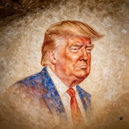 a neolithic cave painting of the Donald Trump