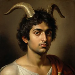 detailed potrait of pretty 8 0's srilankan man with goat head as greek god in baroque style, painting by james jean, craig mullins, j. c. leyendecker, lights, art by ernst haeckel,