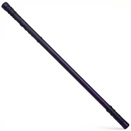 illustration of long black and purple modern ninja staff in carbon, single long stick, white background