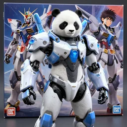 futuristic panda mecha, azure details, panda armor, 8 k hd resolution, barbatos gundam, bandai box art, zoids, makoto kobayashi, frank gehry, raymond swanland, unreal engine 5, octane render, cgi,