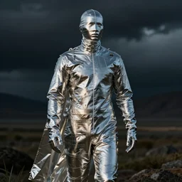 a metallic condom wrap