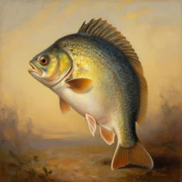 anthropomorphic fish proudly posing for a portrait, painted by rembrandt intricate ultra detailed painting atmospheric lighting golden hour
