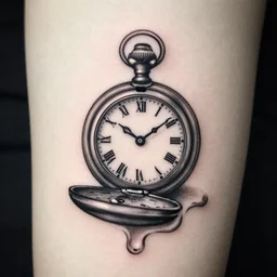 tattoo design, nothing is pernament, melting pocket watch