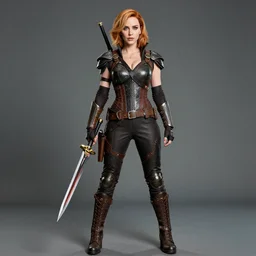 full length photo of christina hendricks as an atompunk warrior with weapons, 8 k, hdr, smooth, sharp focus, high resolution, award - winning photo
