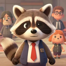 a dramatic illustration portrait of an anthropomorphic raccoon mob boss, by posuka demizu, by stephen gammell, by victo ngai, by george ault, in the style of animal crossing, artstation
