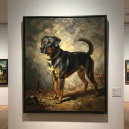 A painting of doge hanging in an art gallery