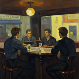 photo of people in a bar, edward hopper style photography