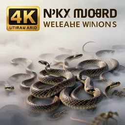 a detailed macro photography of a swarm of snakes in a daydream smoke fog clouds mist, photo realistic, artstation, poster, volumetric lighting, 4 k, award winning