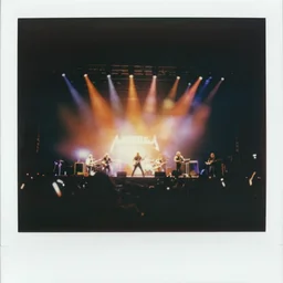 80s polaroid colour flash photograph of 80s Metallica concert