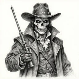 a portrait of a plague doctor gunslinger, dark fantasy, horror, western, hell, ultrafine detailed pencil art on paper by frank frazetta and vito acconci and and takeshi obata, death note style, symetric body, cgsociety, sharp focus, detailed face