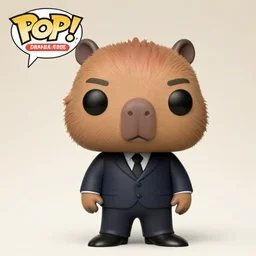 funko pop of a capybara wearing a suit