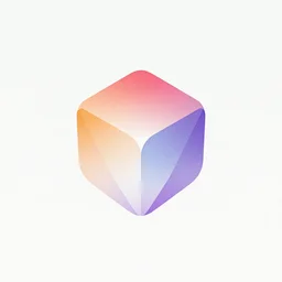 gradient logo of a single small gem shaped like a cube, flat design, modern, grainy, neumorphism