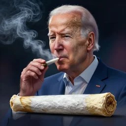 joe biden smoking a giant joint, smoke, amazing detail, realistic digital art, artstation