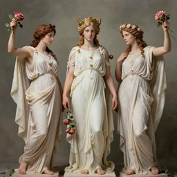 pure graces with arms like roses, come here daughters of zeus,