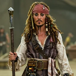 margot robbie playing jack sparrow in the next pirates of the caribbean movie, movie still