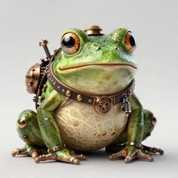 a photorealistic steampunk frog, hyperdetailed, precisionism, appgamekit, 3 dshading, unreal engine 5
