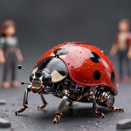 a stunning ultra detailed fine art macro photo of a ladybug robot, by artgerm, karol bak and anna dittman, 2 4 mm lens, rule of thirds composition, deep depth of field, cyberpunk, soft lighting, artstation, 8 k