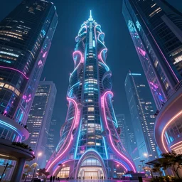 explosive neon futuristic organic glass city architecture, look from inside out