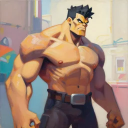 greg manchess portrait painting of colossus titan as overwatch character, totally whack, medium shot, asymmetrical, profile picture, organic painting, sunny day, matte painting, bold shapes, hard edges, street art, trending on artstation, by huang guangjian and gil elvgren and sachin teng
