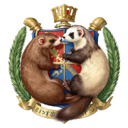 a weasel and a ferret entwined, medieval coat of arms - 4