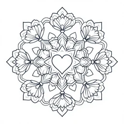 Mandala with flowers and hearts