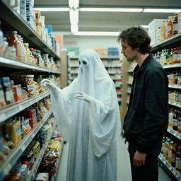a ghost helps me at the store, water caustics, film still from the movie directed by denis villeneuve and david cronenberg with art direction by h. r. giger and android jones