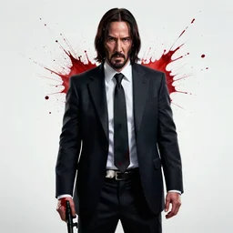 john wick blood splattered, ( sony a 7 r iv, symmetric balance, polarizing filter, photolab, lightroom, 4 k, dolby vision, photography awardm, voque, perfect face )