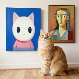 a beautiful painting cat, by kusama yayoi and picasso painting, lumion render