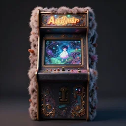 retro arcade cabinet, moody, fluffy, ::alejandro jodorowsky, studio ghibli, beeple and James Gilleard and Justin Gerard :: ornate, dynamic, particulate, intricate, elegant, highly detailed, centered, artstation, smooth, sharp focus, octane render, 3d