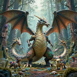 ( ( ( dragon ) ) pokemon ) creature creature in a alaskan forest, : : by michal karcz, daniel merriam, victo ngai and guillermo del toro : : ornate, dynamic, particulate, intricate, elegant, highly detailed, centered, artstation, smooth, sharp focus, octane render, 3 d