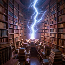 myriads of books in a magic library, beautiful digital art, dramatic volumetric lightning, trending on artstation