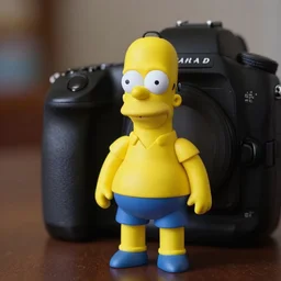 a fat homer simpson action figure, clear focus, bokeh effect, high res, hasselblad, dslr, professional, cinematic