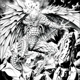 guts and griffith from berserk fighting, black and white hyperdetailed manga panel